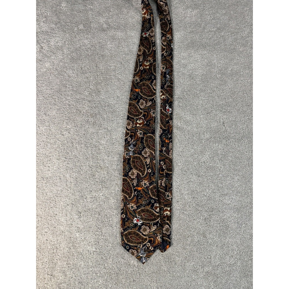 Vintage Looney Tunes Mania‎ Neck Tie Silk Paisley Cartoon Classic